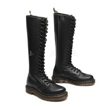 Gule Martens1B60 20 Holes Soft Leather Over Knee Martin Boots 23889001 Black Side Zip Long Cylinder Boot