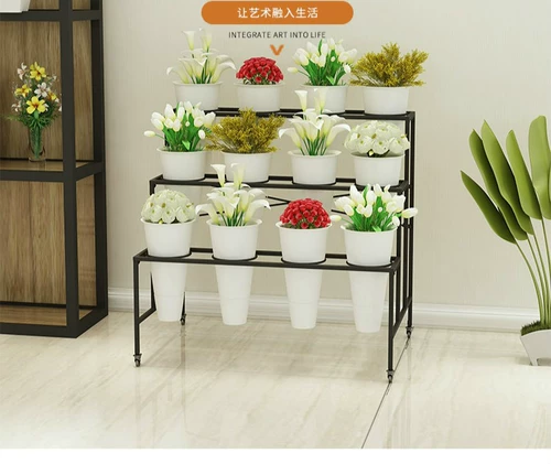 Большой цветочный магазин, многослойный универсальный пластиковый стенд, поворотные колеса