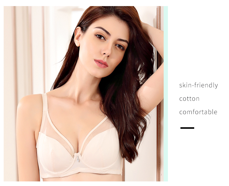 Quần lót siêu mỏng bóng loáng đen ngực lớn cỡ nhỏ áo ngực mỏng phần mỡ mm chống chảy xệ áo ngực không xốp đồ lót cho người béo