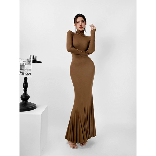 Осенний демисезонный базовый лонгслив, длинная юбка, рыбий хвост