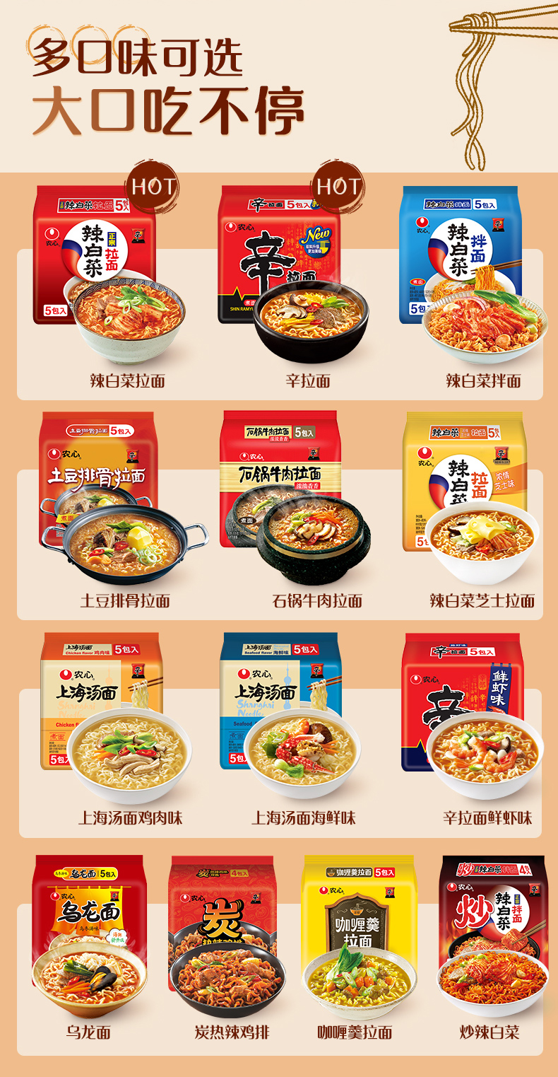 农心 韩式拉面 5包*2件 14口味可选 图1