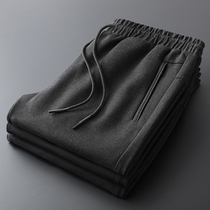 Spring mens wool pants sweatpants Mens middle-aged guard pants Mens loose elastic pants Large casual pants brushed