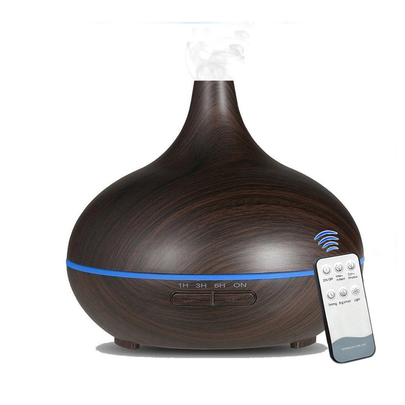Wood grain fragrant lavender incense Fumigation humidifier remote controlled incense lamp LED Seven color humidifiers Essential Oils Diffusers Sharp Mouth