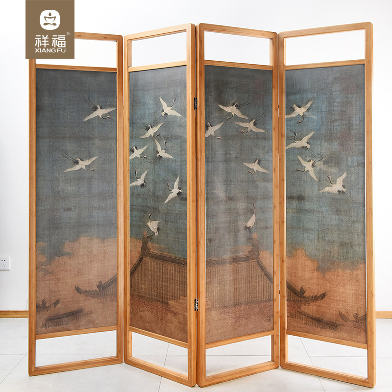 Xiangfu new Chinese-style screen partition wall living room folding mobile office bedroom shelter simple modern home