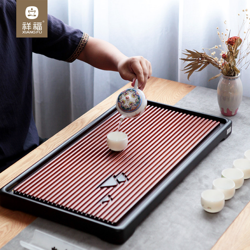 Xiangfu Bamboo Tea Tray Tray Household Drainage Bamboo Tea Sea Kung Fu Tea Set Simple Japanese Heavy Bamboo Size Tea Table