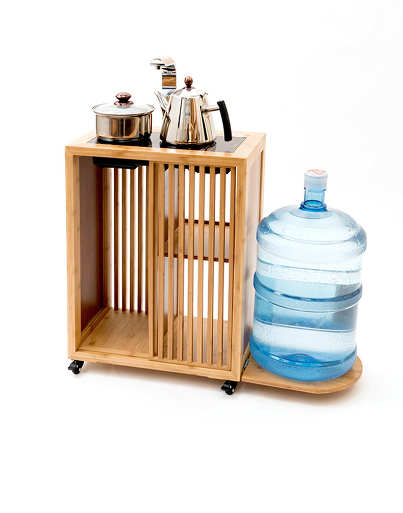 Xiangfu tea cabinet bamboo mobile side cabinet kung fu tea set tea room simple modern living room office tea cart