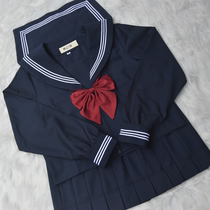Thick blue white three basic models orthodox JK uniform Kansai lapel student sailor suit long sleeve middle suit