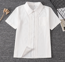 Pointed collar organ pleated shirt Short sleeve square collar shirt Student JK uniform Orthodox straight version Milk white black