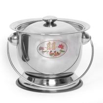 Stainless steel spittoon toilet high-foot urine bucket adult urinal with lid enamel anti-odor elderly bedroom thickening