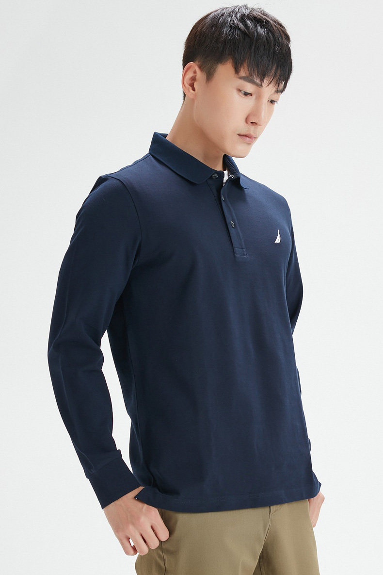 NAUTICA/诺帝卡 男士宽松长袖商务休闲Polo衫 图5
