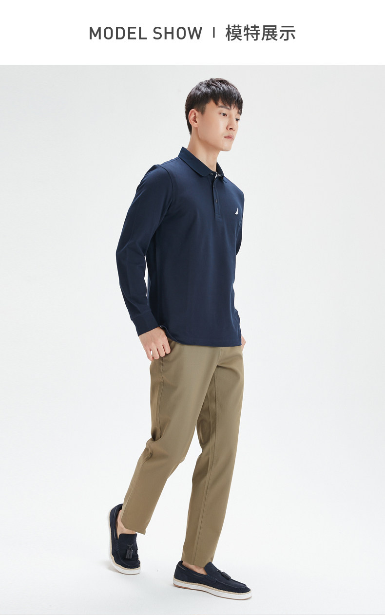 NAUTICA/诺帝卡 男士宽松长袖商务休闲Polo衫 图4