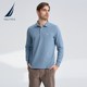 NAUTICA/NAUTICA men's spring men's lapel T breathable versatile long-sleeved casual shirt POLO ສໍາລັບຜູ້ຊາຍ