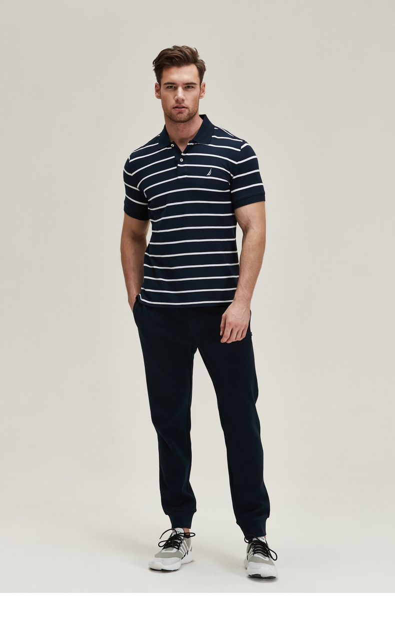 美国 NAUTICA 诺帝卡 男士条纹休闲Polo衫 图2