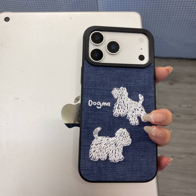 Qinghua ins High-End Style Embroidered Phone Case for Apple 16/17 Promax Puppy Protective Cover iPhone 15 /14/13 Qinghua ins High-End Style Embroidered Phone Case for Apple 16/17 Promax Puppy Protective Cover iPhone 15 /14/13