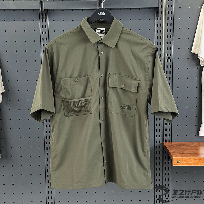 26 Spring and Summer New Style Thenorthface Outdoor Men's Water-Repellent Casual Lapel Short-Sleeved Shirt 8g05