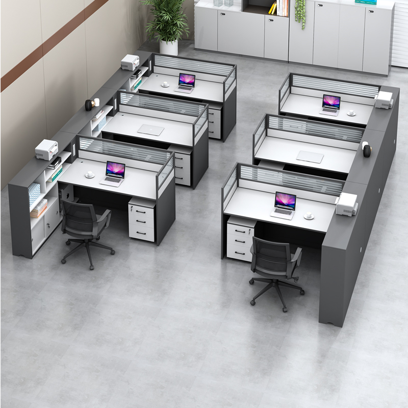 Staff Desk and Chair Combination Simple Double 4/6 Person Face-Faced Financial Office Screen Card Slot Work Table
