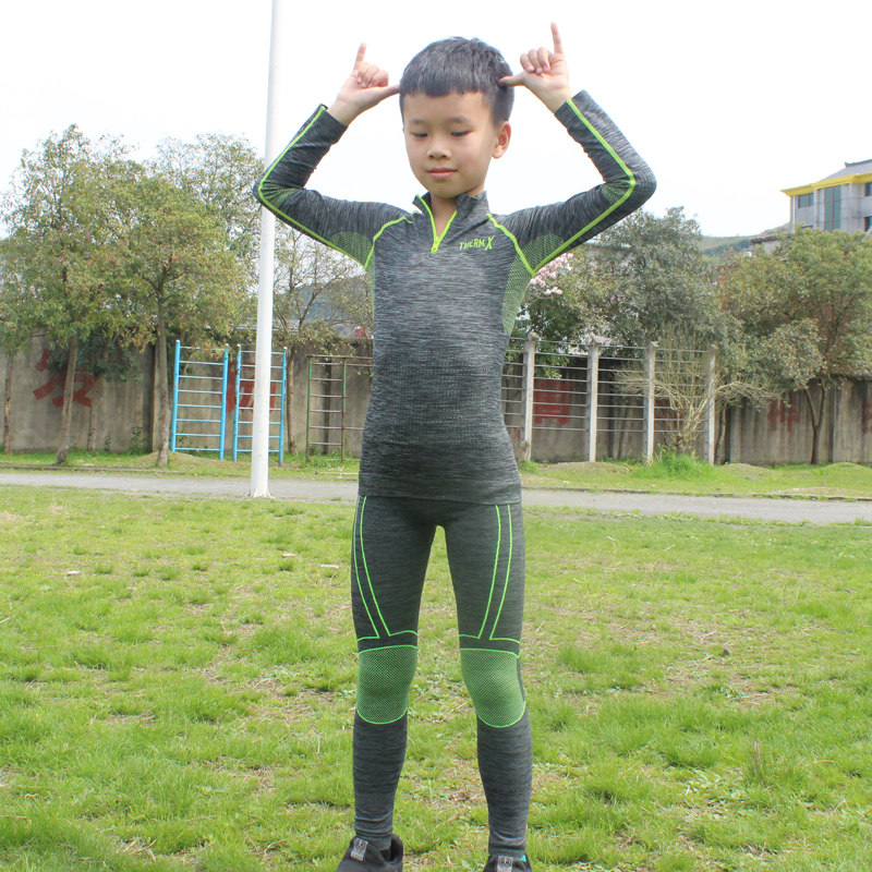 Children's sports tights Long-sleeved suit Men's ski fitness suit Quick-drying air basket football base shirt