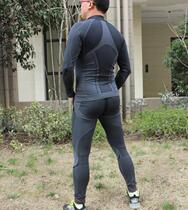 Mens tights Long stretch sleeve set Running training ski suit Basketball hoodie Base pants Quick-drying