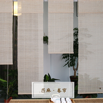  Custom curtains handmade ramie tea room roller blinds Japanese curtains partition curtains decorative door curtains lifting summer cloth pastoral curtains