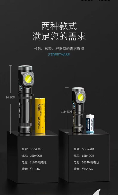 Smiling Shark Multifunctional Strong Light Magnetic Flashlight Ultra-Bright Outdoor Work Light Rechargeable Long-Range Small Portable Home