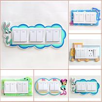 Switch sticker cartoon double open switch sleeve silicone three open wall sticker decorative sticker switch decorative switch protection