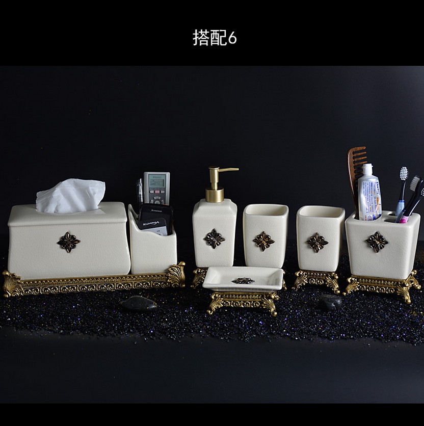 European-style luxury bathroom pottery five-piece set bathroom mouthwash cup toothbrush cup wash kit bathroom wash kit