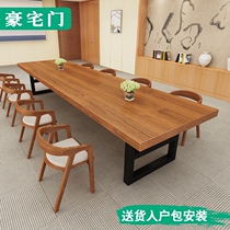  LOFT solid wood conference table Long table meeting table Simple modern office desk Computer desk Training negotiation table and chair combination