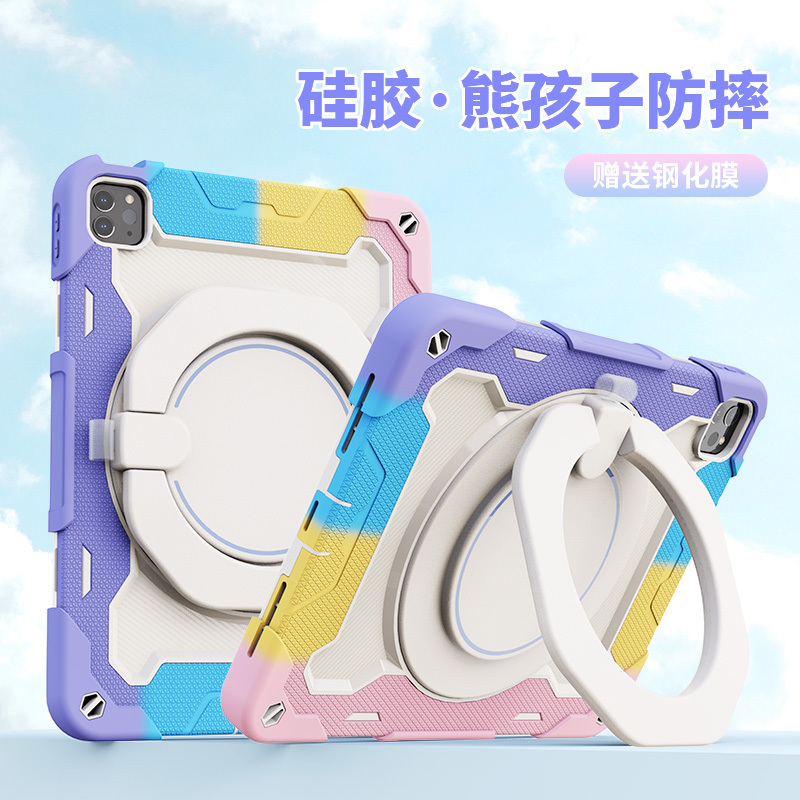 Original iPad New Model 360 Rotating Pro Anti-Bend 4 Protective Case Child-Friendly Drop-Proof Air5 Compatible with Apple 11inch Tablet 10.2 Silicone 7Th Generation 10.9 with Pen Slot 12.9 Full Coverage Mini6