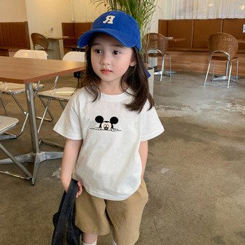 Chenchen mom tide brand Mickey cotton short-sleeved t-shirt girls 2022 new Korean version cartoon white half-sleeved top summer