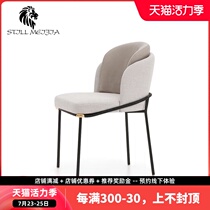 Leather dining chair Light luxury household stool Italian minimalist designer Simple restaurant backrest soft bag dining chair A2
