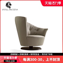 Italian single sofa Minimalist living room leather armchair Designer backrest Creative stainless steel leisure chair H3