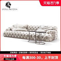 Postmodern light luxury leather sofa combination living room Italian villa furniture American pull buckle three-person custom H7