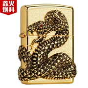 Zippo nhẹ hơn Mỹ chính hãng nguyên chất đồng giới hạn rắn tròn rắn thần ban đầu zppo đích thực quà tặng nam Zippo - Bật lửa