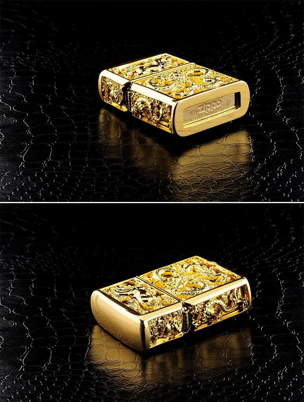 Bản gốc zippo nhẹ hơn áo giáp mạ vàng rồng tinh thần ngựa Mỹ phiên bản giới hạn zppo gió Zippo - Bật lửa