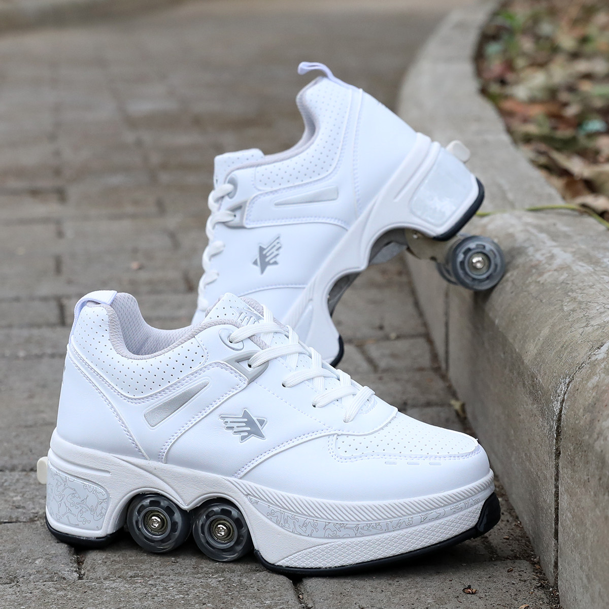 Deformation Shoes Dual-use Four Wheels Walkable Invisible Children Student Riot Walking Shoes Double Platoon Skate With Ice Wheel Shoes