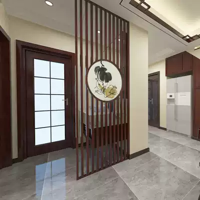 Home solid wood grille partition entrance Modern simple fashion living room Dining room aisle Tea shop wood grille screen