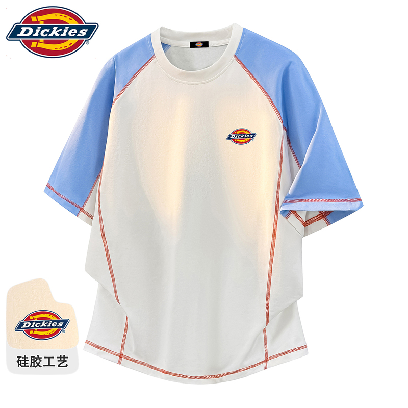 Dickies Official Authentic American-Style Color-Blocked Raglan Top with Visible Stitching, Versatile Loose-Fit Printed Crew Neck Short-Sleeve T-Shirt for Women in Summer Dickies Official Authentic American-Style Color-Blocked Raglan Top with Visible Stitching, Versatile Loose-Fit Printed Crew Neck Short-Sleeve T-Shirt for Women in Summer
