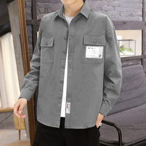 Long-sleeved shirt mens Korean version of the trend brand casual loose thin jacket autumn boys  trend brand ins shirt