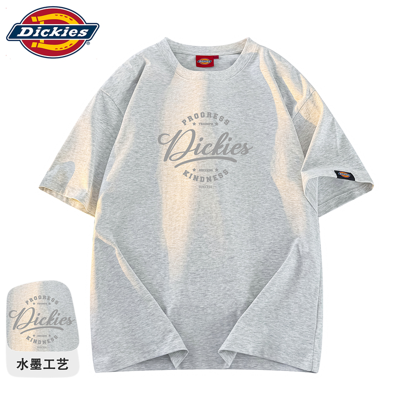 Dickies Official Authentic American-Style Solid Color Basic Summer Versatile Loose Printed Round Neck Short-Sleeve T-Shirt for Men