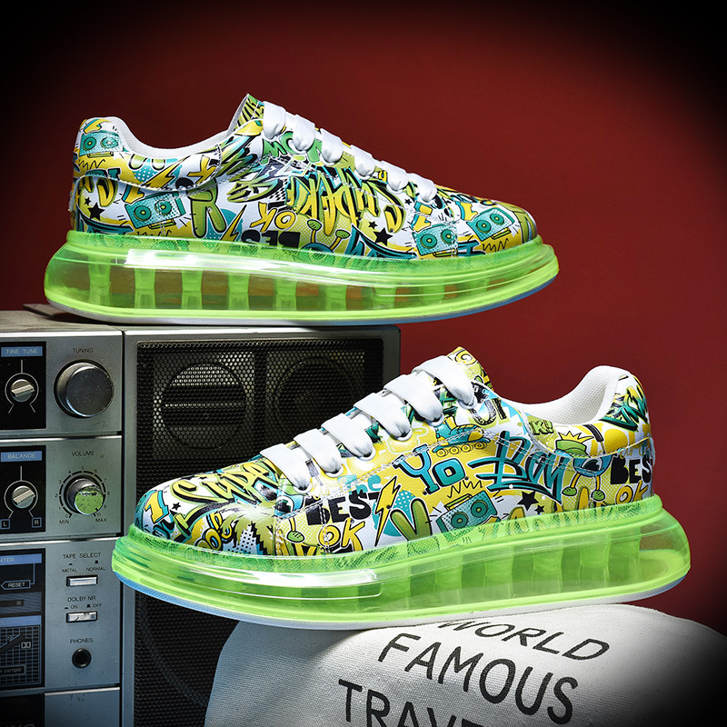 Men's shoes 2022 new lovers shoes men's wave shoes McKunfan small white shoes air cushion male jelly heightening plate shoe tide