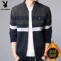 Playboy thu đông mới cộng với áo len nhung nam xu hướng đứng cổ áo cardigan dày phần áo len ấm áp nam áo len cổ lọ cho nam