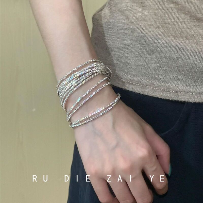 Like a Butterfly in the Wild, It's Dazzling! Full of Diamonds, Colorful Bracelet, Cool and Elegant, ins Style, Light Luxury, High-End Feel, Stackable Elastic Bracelet