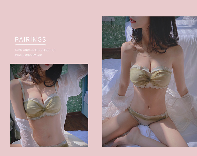 无肩带内衣女聚拢防滑无钢圈隐形小胸显大文胸日系抹胸一字肩胸罩详情29