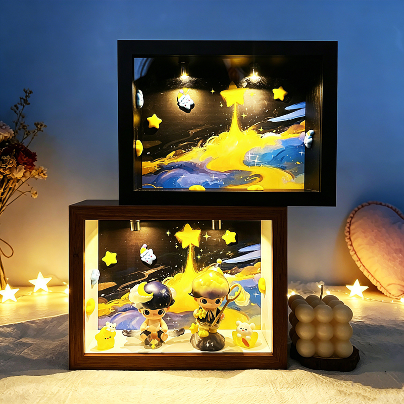Dimoo Dreamcatcher Figure Blind Box DIY Scene-Setting Photo Frame Pop Mart Starry Sky Display Box Dimoo Dreamcatcher Figure Blind Box DIY Scene-Setting Photo Frame Pop Mart Starry Sky Display Box