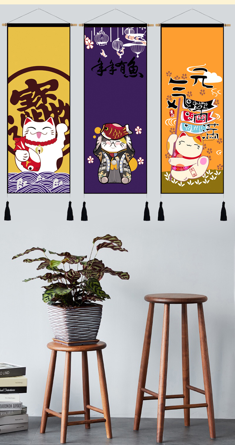 Phòng khách B & B treo tường tấm thảm vải treo vải trang trí nhà hàng sushi nhà hàng trang trí tranh mèo may mắn - Tapestry thảm treo tường