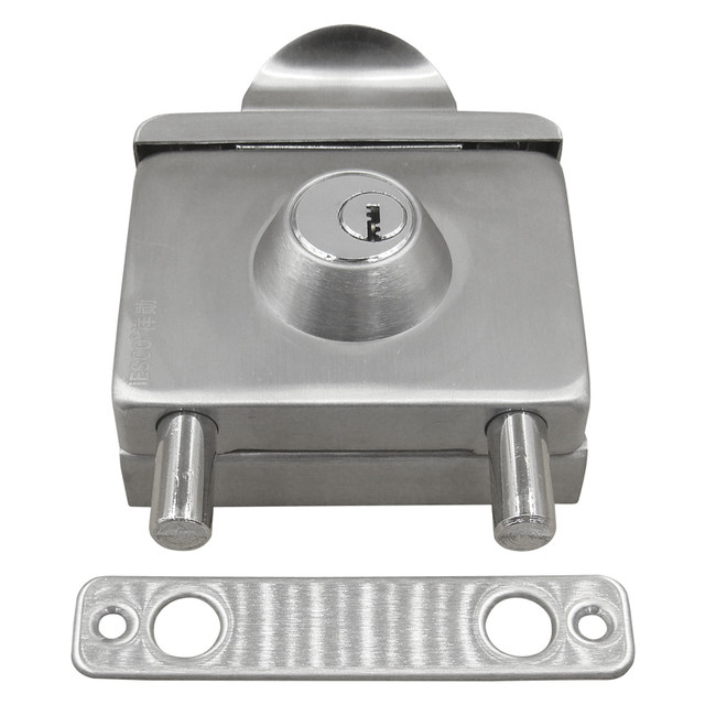 Stainless Steel Glass Door Lock, Mortise Lock, Column-Shaped Square Lock, No-Hole Central Door Lock, Door Opening Lock