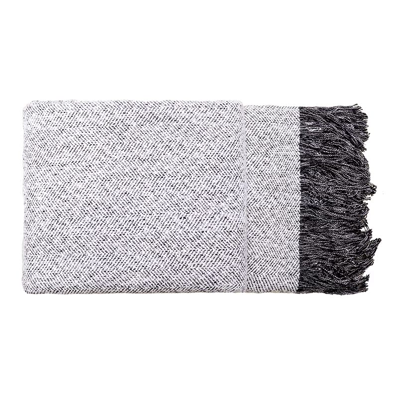 màu xám ánh sáng hiện đại và màu đen sang trọng phòng mô hình ghế sofa phòng khách thảm đi tua chăn bình thường đi xe khăn Villa - Ném / Chăn mền nhung mỏng