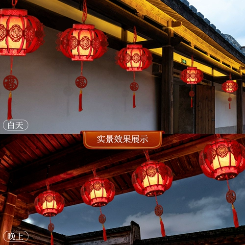 Новый год декоративный фонарь вращающийся лампа конная лампа красный фонарь балкон -фонарь люстра древний стиль Новый год.