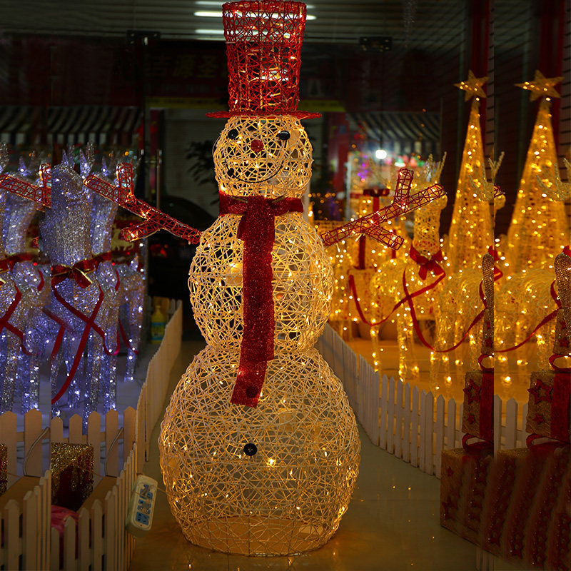 Christmas Snowman Adornment Christmas Shine Vines Weave Decoration Hotel Shop Windows Christmas Old Decorative Snowman