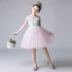 Lilanduo màu hồng ren váy cô gái sinh nhật váy công chúa phương tây sợi mịn váy cưới trẻ em váy hoa cô gái váy nữ - Váy trẻ em